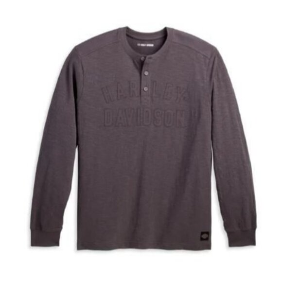 Harley Davidson - Men's Rally Racer Henley - Blackened Pearl Size Large - Picture 2 of 12